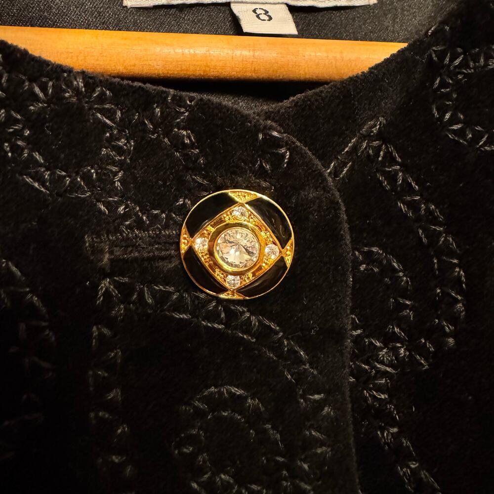 Vintage Yves Cossette Depeche Mode Black Velvet Blazer Jacket Women’s Size 8 - Picture 5 of 10
